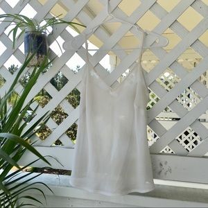 Sheer white v-neck tank top
